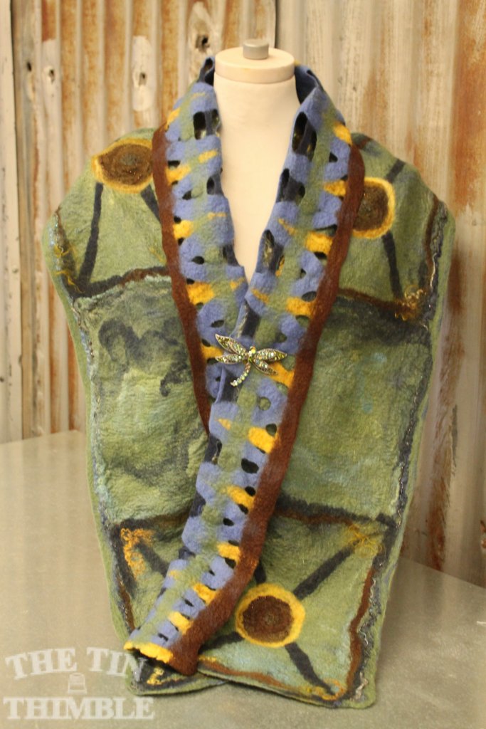 Wet Felted Scarf by Sharon Mansfield at The Tin Thimble