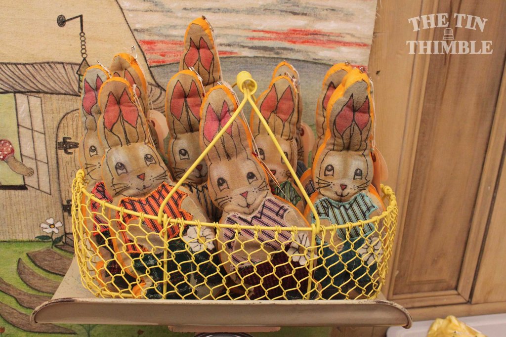 Handmade, Hand Painted, Bunny and Backdrop by Sharon Mansfield at The Tin Thimble