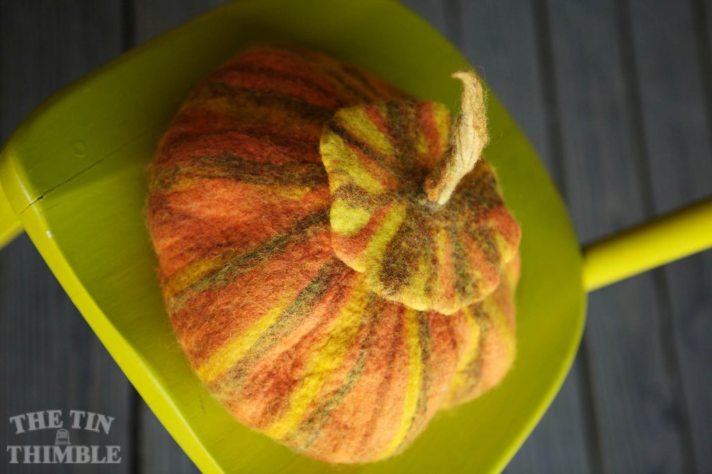 Wet Felted Pumpkin by Sharon Mansfield at The Tin Thimble