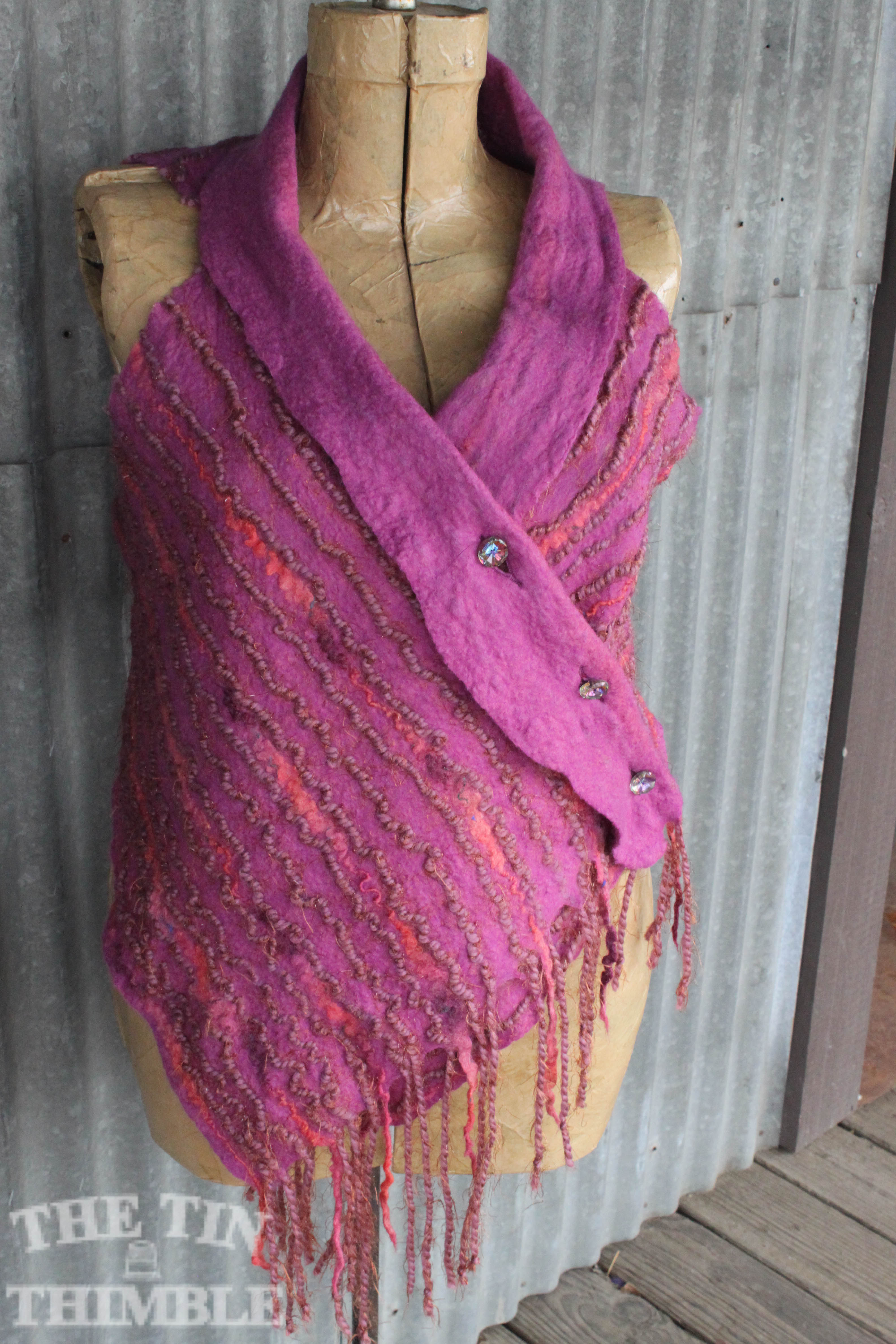 Wet Felted Buttoned Shawl at The Tin Thimble