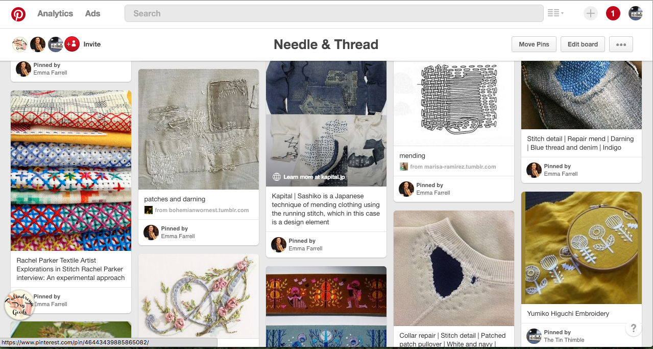 The Tin Thimble's Needle & Thread Pinterest Board